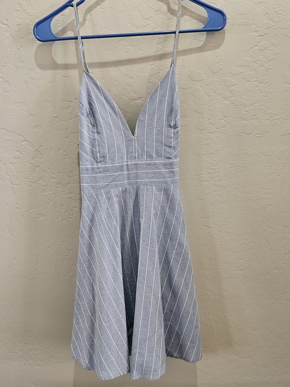 Light Blue & White Striped Midi Dress